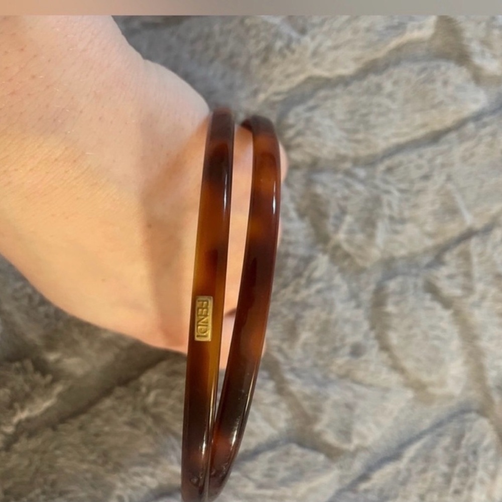 FENDI Brown Tortoiseshell Vintage Headband / Hair Clip Accessory - Picture 5 of 10